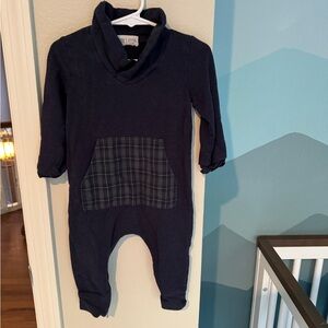 Thimble Collection Navy and Plaid Romper 12-18 Month